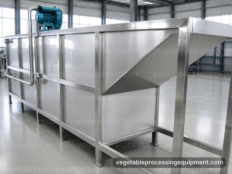 industrial vegetable processing equipment set, applied process engineering: soil load and product route selection connection view