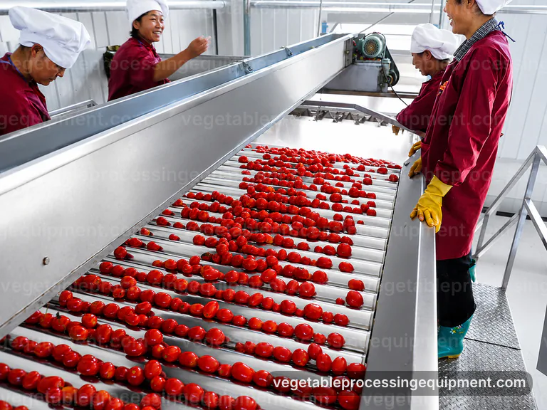 industrial vegetable processing equipment set, selection criteria: washers cutters and treatment modules connection view
